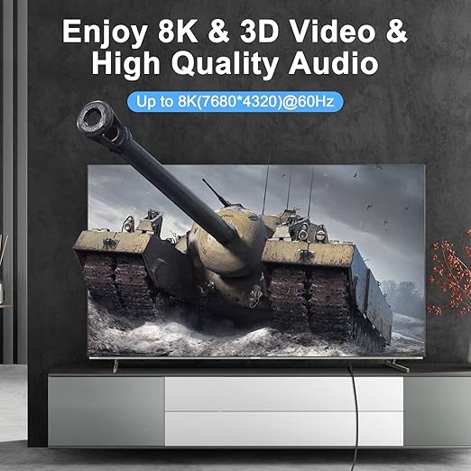 8K 4K HDMI Cable 6.6FT 2 Pack, High Speed Braided HDMI to HDMI 2.1 Cord Supports 8K@60Hz, 4K@120Hz 144Hz 48Gbps Compatible with Roku TV/PS5/HDTV/Blu-ray