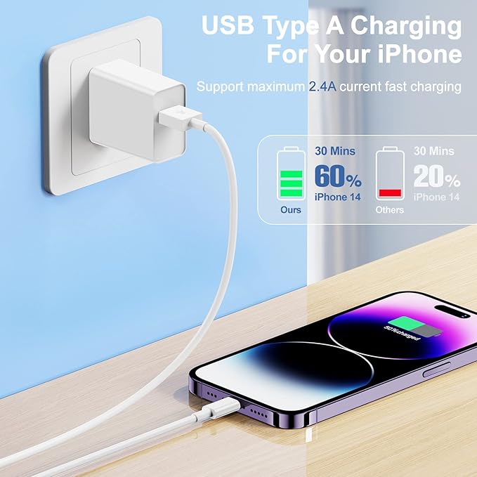 3Pack for [Apple MFi Certified] iPhone Charging Cable 0.3M-Lightning to USB Cable Wire - 1Feet iPhone USB Charger Cords for Appe iPhone 14 13 12Pro/Pro Max/Xs XR