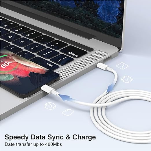 3-Pack [6.6FT+6.6FT+10FT] 60W USB C to USB C Cable, Type C to Type C Cable,Fast Charging Cable for iPhone 16 15 Pro Plus Pro Max，for Galaxy S24 S23, for iPad Pro/Air, for MacBook Pro/Air and More