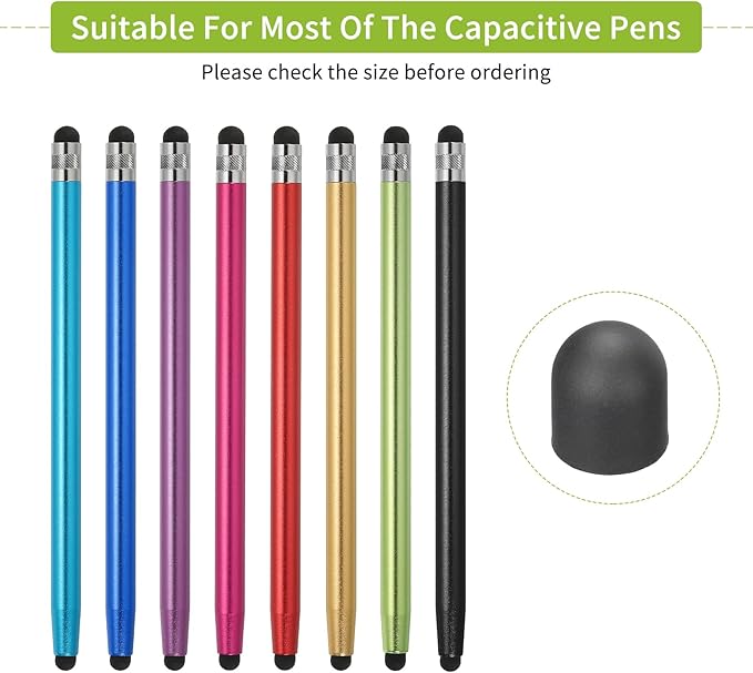MECCANIXITY 40Pcs Replacement Stylus Pen Tips 6.5mm Conductive Capacitive Touch Screen Pens Tips Silicone Rubber, Black