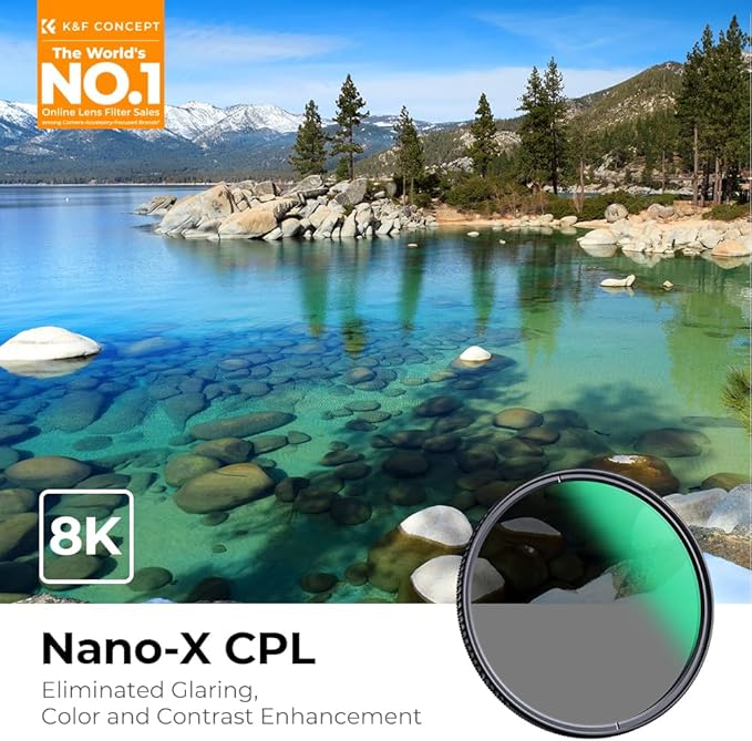 40.5mm Circular Polarizers Filter, K&F CONCEPT 40.5MM Circular Polarizer Filter HD 28 Layer Super Slim Multi-Coated CPL Lens Filter (Nano-X Series)