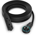 Maximm Cable 20 Ft 360° Rotating Flat Plug Extension Cord, 16/3 AWG Multi 3 Outlet 3-Prong Grounded Wire- Black - UL Certified
