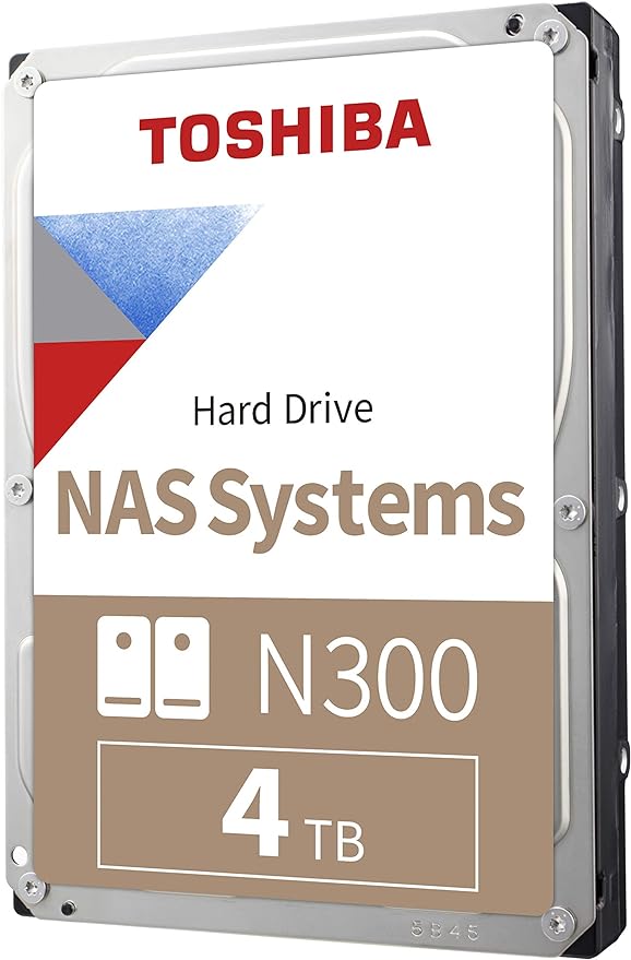 Toshiba N300 4TB NAS 3.5-Inch Internal Hard Drive - CMR SATA 6 GB/s 7200 RPM 512 MB Cache - HDWG740XZSTC
