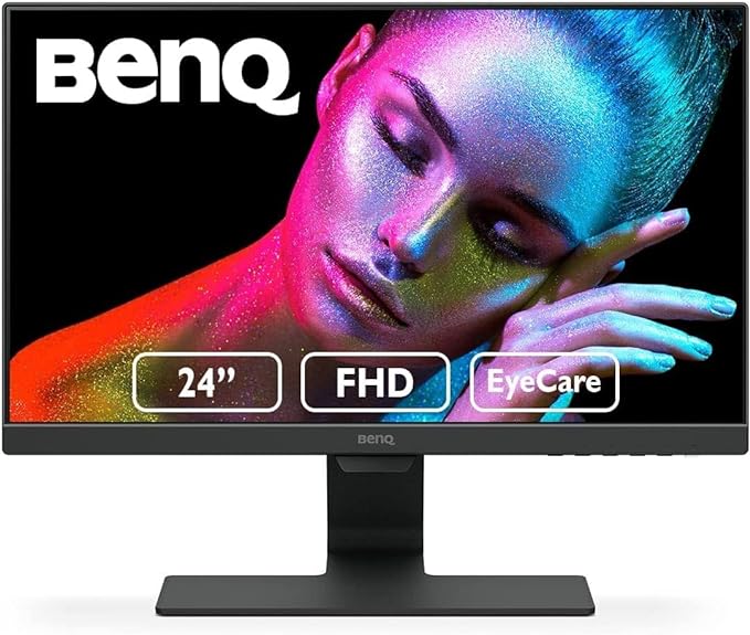 BenQ GW2480 Computer Monitor 24" FHD 1920x1080p | IPS | Eye-Care Tech | Low Blue Light | Anti-Glare | Adaptive Brightness | Tilt Screen | Built-In Speakers | DisplayPort | HDMI | VGA,Black