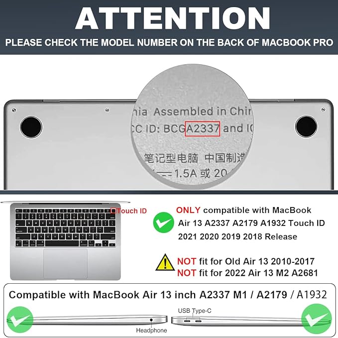 Compatible with 2021 2020 2019 2018 MacBook Air 13 inch Case M1 A2337 A2179 A1932 Touch ID, Crystal Clear Pattern Plastic Hard Shell Case for MacBook Air 13 inch M1 2021, Cute Cat & Fish