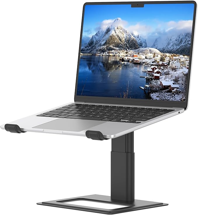 SOUNDANCE Adjustable Laptop Stand for Desk, Computer Stand, Ergonomic Laptop Riser Holder Compatible with 10 to 17.3 Inches Notebook PC Computer, Aluminum Black