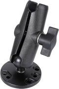 1" Ball Double Socket Arm with AMPS Hole Round Plate Base, Aluminum Alloy Arm&Drill Base, Compatible with RAM Mounts 1 Inch Ball Components, for Bike Car Motorcycle Phone Mount (4.53" Length)