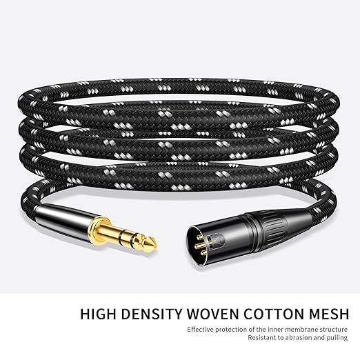 Kumiho XLR Male to 1/4 Inch 6.35mm TRS Stereo Cable Hi-Fi Balanced Bi-Shielded Interconnect Patch Cables for Microphones, Amplifiers, Mixers, Speakers 10FT