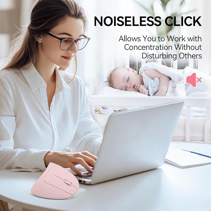 TECKNET Ergonomic Mouse, Wireless Bluetooth Vertical Mouse, 4800 DPI Optical Tracking, 6 Adjustable DPI, Quiet Clicks, 2.4GHz with USB A Receiver, 12 Months Battery, 6 Buttons, Wide Compatibility