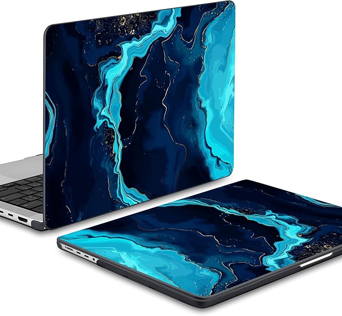 DONGKE for M4 MacBook Pro 16 Inch Case 2024 2023 2021 A3403 A3186 M3 A2991 M2 A2780 M1 A2485 Pro/Max Chip, Plastic Hard Shell Case & Keyboard Cover for Mac Pro 16 with Touch ID, Blue Marble