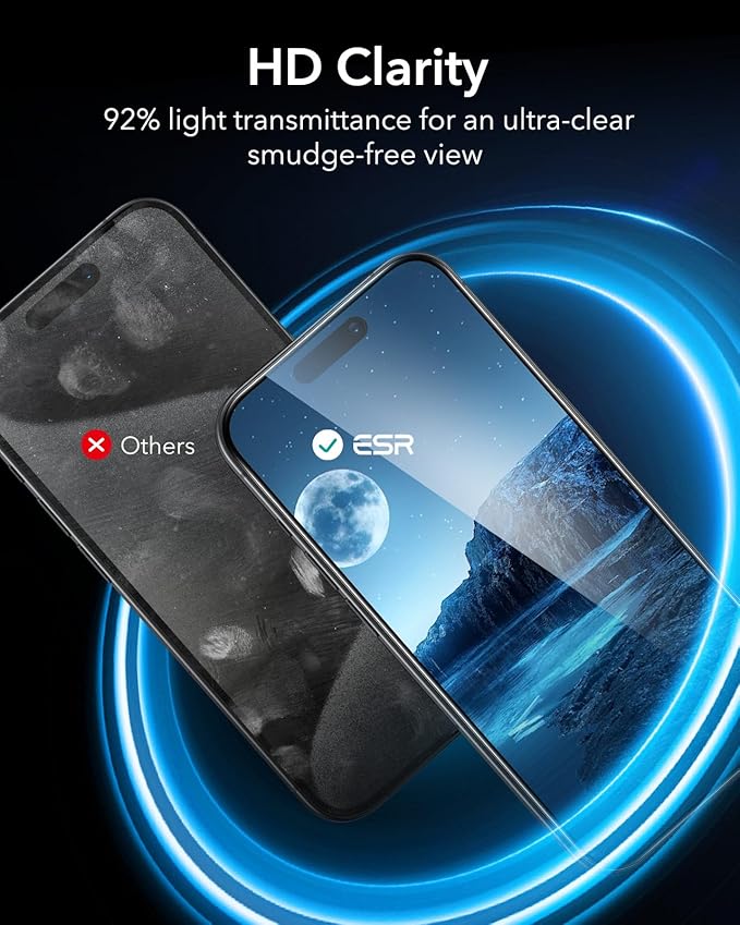 ESR 3 Pack for iPhone 16 Pro Max Screen Protector, [9H Hardness] [Military Grade Shatterproof] Tempered Glass Film with Easy Installation Tool, HD Clear, Scratch Resistant