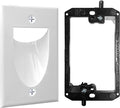 BestMounts - 1 Pack In Wall Cable Management Kit - Recessed Wall Plate Cable Pass Through Pair with Single Gang Low Voltage Mounting Bracket - TV Cord Hider for Wall Mounted TV ETL Listed