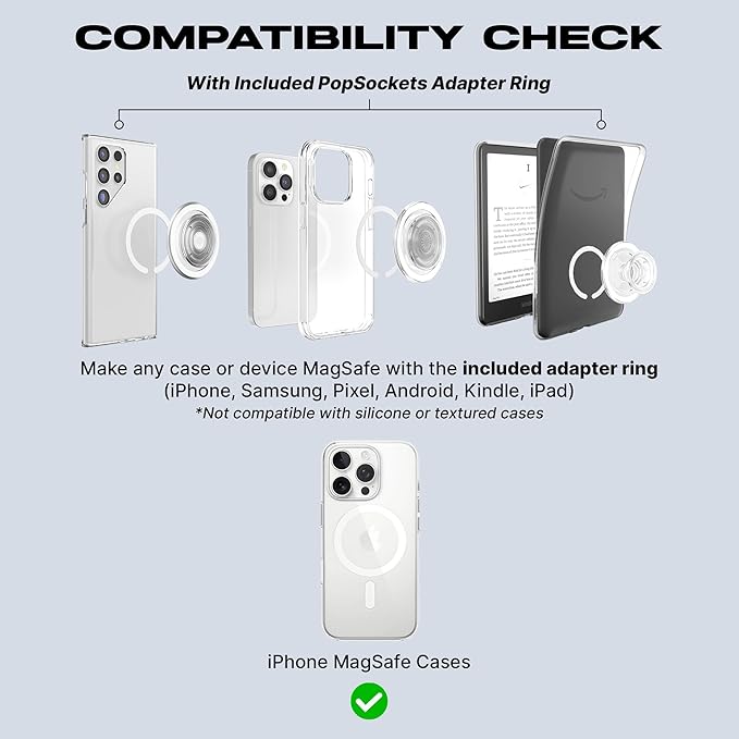 PopSockets Phone Grip for MagSafe with Kickstand, Magnetic Stand, Swappable Top, Secure Hold for iPhone MagSafe Cases, Phone & Tablet Grip, Cute PopSockets - Enamel Coconut Crème
