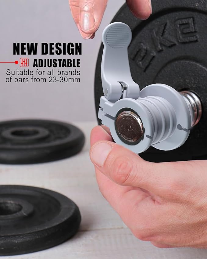 Pro Barbell Clips 1 inch Barbell Clamps 0.9-1.18inch Quick Release Weight Clips for Bars Multi-Size Adjustable Olympic Barbell Clamps