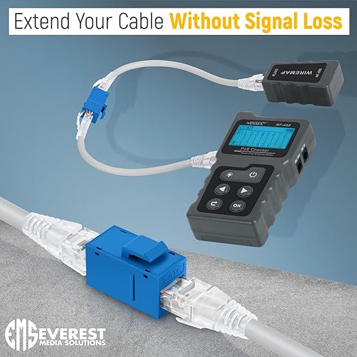 Everest Cat6 RJ45 Keystone Coupler (24-Pack) in Blue - RJ45 Coupler - Cat 6 Couplers - Female to Female Cat6 Keystone Jacks - Ethernet Couplers - Ethernet Cable Extender