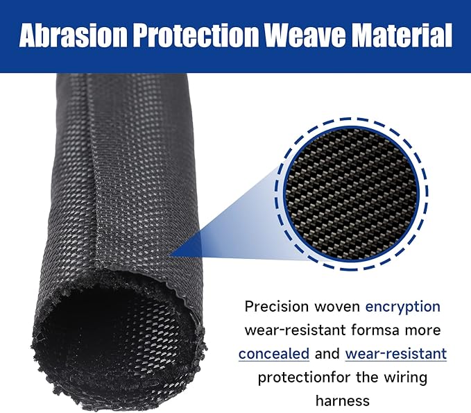 Braided Wire Loom Mesh Woven Flexible Split Sleeving Black Cord Tube for Car/Electronics Cable Wiring Harness Protection Cover (1/2" - 36 Feet)