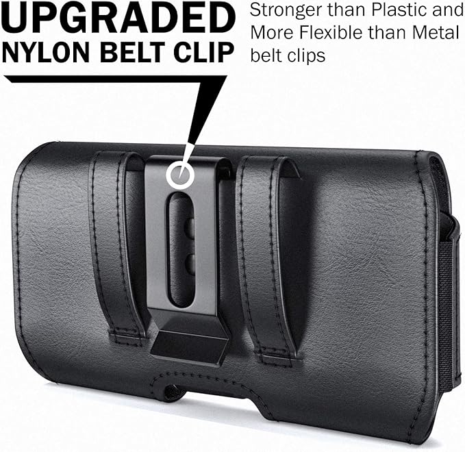 DeBin Case for Large iPhone Plus, Pro Max Cell Phones, Samsung Galaxy S24+ Plus 5G to S10+ Plus Smartphones – Cellphone Belt Holder Clip Holster Carry Pouch Man Women (Fits Phone with Case on) Black