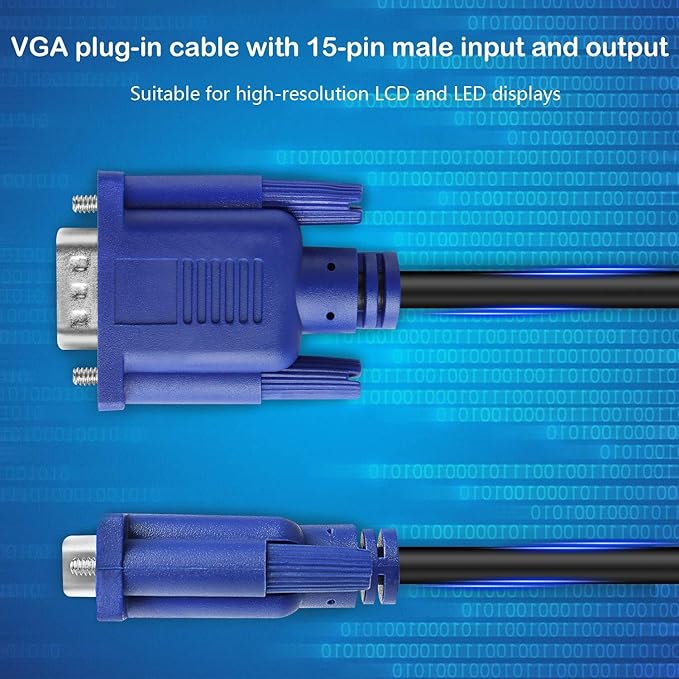 PASOW VGA to VGA Monitor Cable HD15 Male to Male for TV Computer Projector (6 Feet)