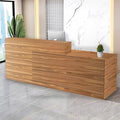 Reception Desk with Counter Modern Checkout Counter with Lockable Drawer Keyboard Tray Receptionist Desk for Office Salon Reception Table I Right 59inch/150cm