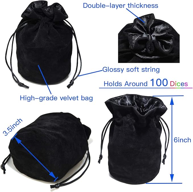 Assorted 5 Colors Polyhedral Dice Set for Dungeons and Dragons RPG Table Games with Black Drawstring Pouch