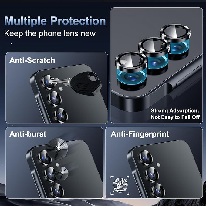 Korecase for Galaxy S25 Plus Camera Lens Protector, 9H Tempered Glass Anti Scratch Camera Screen Protector Shockproof Film Metal Ring Lens Protector for Galaxy S25+Plus,Colorful