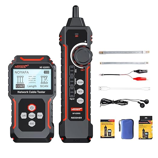 NOYAFA NF-8209S Network Cable Tester, Ethernet Cable Tester with PoE,NCV,Cable Length Test,Port Flashing,Multi-Function Trouble-Free Line Scan Mode,CAT5,CAT6 Line Tracer,LAN Network Cable Tracer Kit