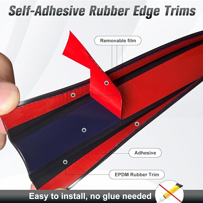 Rubber Edge Trim, Self Adhesive U Channel Edge Trim, Big Size U Shaped Trim, Edge Banding for Plywood, Woods, Shelf, Cabinet, Countertop, Fit for 3/4", Length 20Ft, Black