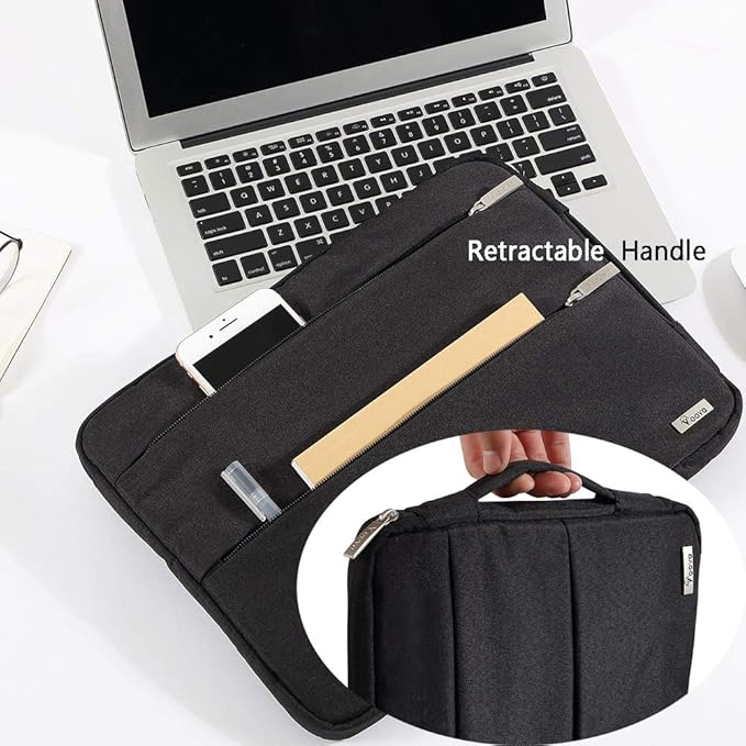 Voova Laptop Sleeve Carrying Case 15.6 16 Inch,Slim Computer Cover Bag Compatible with MacBook Pro 15/16, Dell xps 15,15-16 Inch HP Dell Asus Acer Laptop, Black