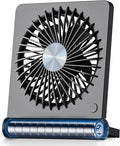 Koonie Portable Desk Fan, 3.5-20hrs Battery Operated Small USB Fan with Ultra Quiet 220° Tilt Folding, Rechargeable Personal Fan with 3 Speeds Strong Wind for Home Office Desktop, Black