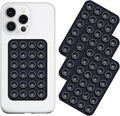 Silicone Suction Phone Case Mount 3 Pack, Silicon Adhesive Suction Cup Phone Mount, Non Slip Sticky Phone Grip for Cellphone, Strong Grip Holder for Selfies and Videos (Black)