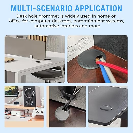 Desk Grommet 2" (50 mm), Desk Cord Hole Cover, Cable Grommet ABS Plastic, Desk Hole Grommet for Office and Home Table Cable, Detachable Adjustable Cable Cord Organizer (Light Grey 2 Pcs)