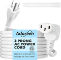 Adoreen 6 Ft Computer TV Replacement Power Cord White, 90 Degree Angled L-Shaped 18AWG 3-Prong AC Universal Power Supply Cable NEMA 5-15P to IEC 320 C13 for Printer, PC, Monitor TV LCD, ETL+Ties
