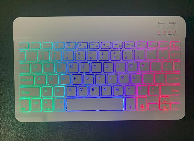 Keyboard Case for Galaxy Tab A8 10.5 Inch 2022, Slim Lightweight 7 Color Rainbow Backlight Detachable Magnetic Keyboard Cover with S Pen Holder,Mint Green