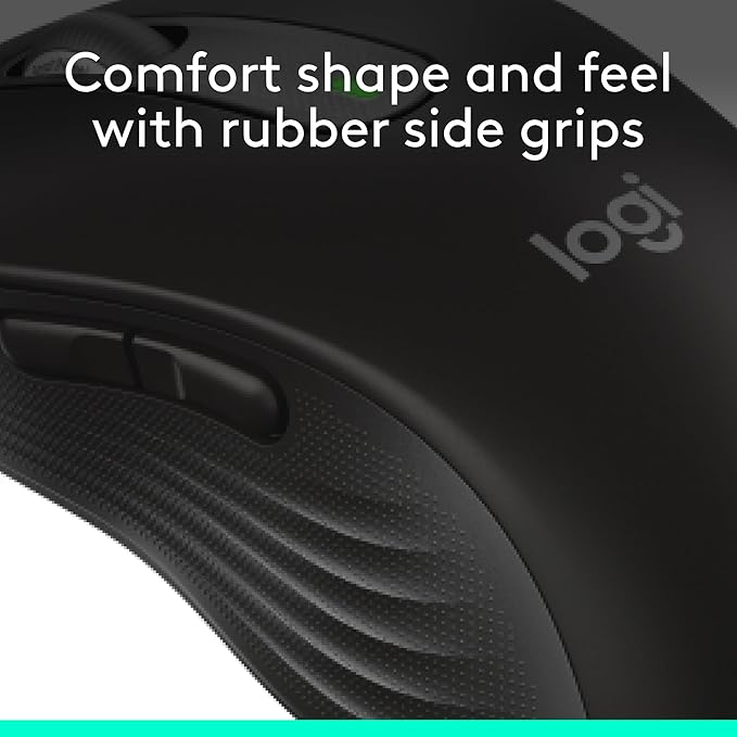 Logitech Wireless Mouse Signature M650 L Full Size - Large Hands, 2-Year Battery, Silent Clicks, Customizable Buttons, Bluetooth, PC/Mac/Chromebook - Black, Right-Handed, Large