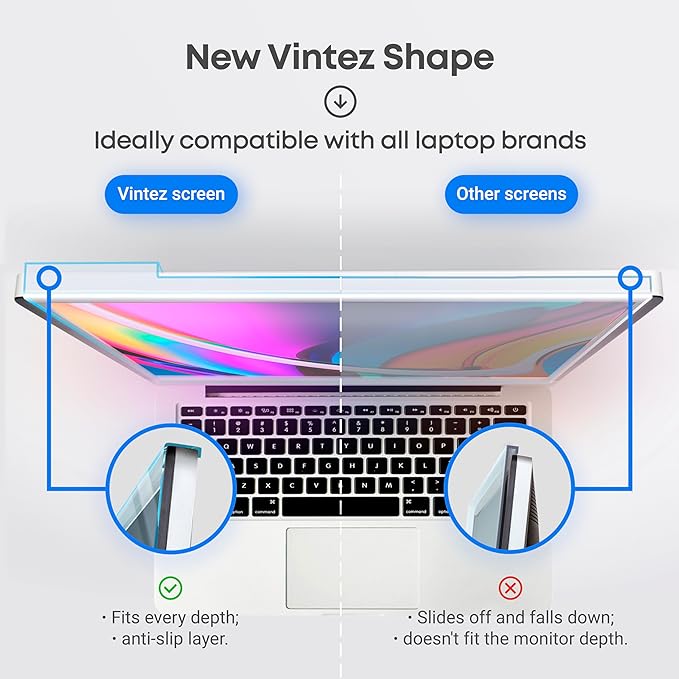 VINTEZ Blue Light Screen Protector for 15.6 Inch Computer Monitor and Laptop – Anti-UV Blue Light Blocking Film for Desktop PC, Eye Protection Filter, 14.2" x 8.7", 1 Pack