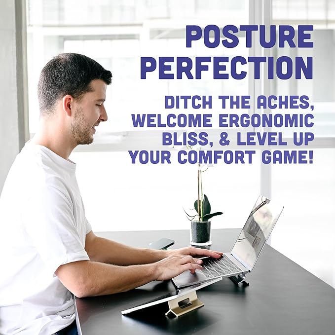 Steepy Laptop Stand for Desk – Adjustable Height, Foldable & Portable Laptop Holder – Ergonomic Computer Stand for Cooling & Comfort – Slip-Proof, Sturdy Design – Universal Fit for 13-17 Inch Devices