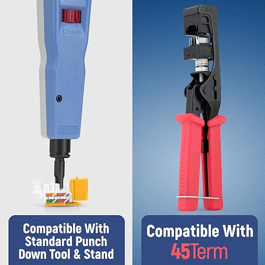 Everest 45° Angled RJ45 Cat6A Keystone Jacks 50-Pack in Yellow - Slim Profile Female RJ45 Connectors - Cat 6A Keystone Jack - Compatible with 45° Angled Speed Termination Tool - 45Term (B0BL3GS7ZY)