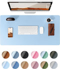 YSAGi Leather Desk Protector, Office Mat, Large Mouse Mat, Non-Slip PU Leather Blotter, Laptop Pad, Waterproof Writing Pad for Office and Home (Baby Blue, 23.6" x 13.8")