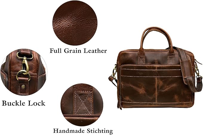 VC VINTAGE COUTURE Leather briefcase bag for men Leather Laptop Bags For Men and Women Travel Messenger Bag