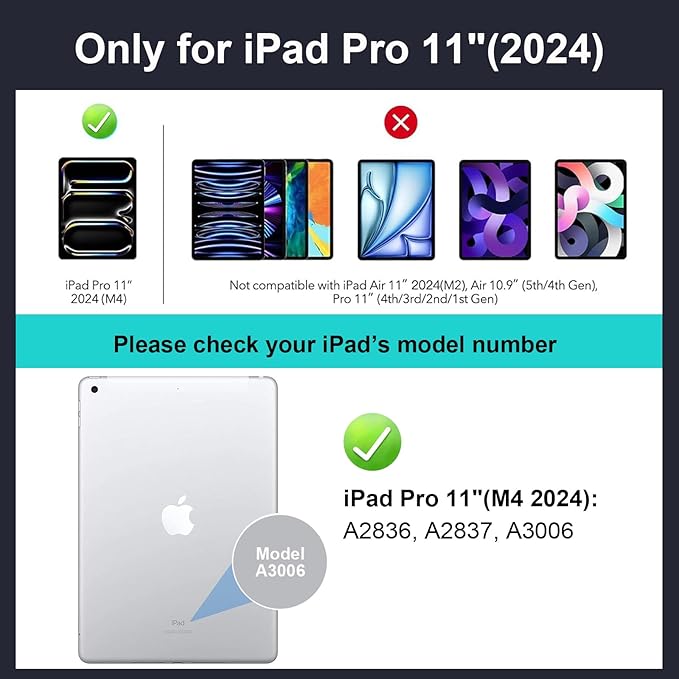 iPad Pro 11 inch Case with Keyboard (M4 2024),Flex Magnetic Detachable Magic Keyboard,Multi-Touch Trackpad,7-Color Backlit,Landscape/Portrait,160° Adjustable Stand for iPad Pro 11 (5th Gen) (Black)
