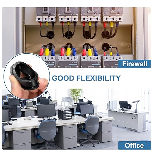 uxcell 4Pcs Cable Cord Grommet, 2-3/8"(60mm) Rubber Desk Grommets Wire Pass Through Hole Cover with Marked Cable Ties for Home Office Cable Wire Protection, Black