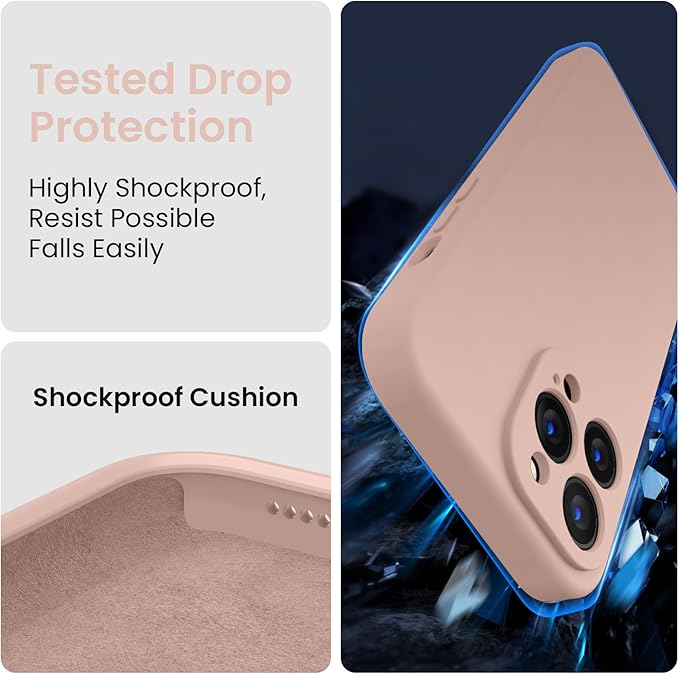 FireNova Designed for iPhone 13 Pro Max Case, Silicone [Camera Protection] Phone Case with [2 Screen Protectors], Soft Anti-Scratch Microfiber Lining Inside, 6.7 inch, Pinksand