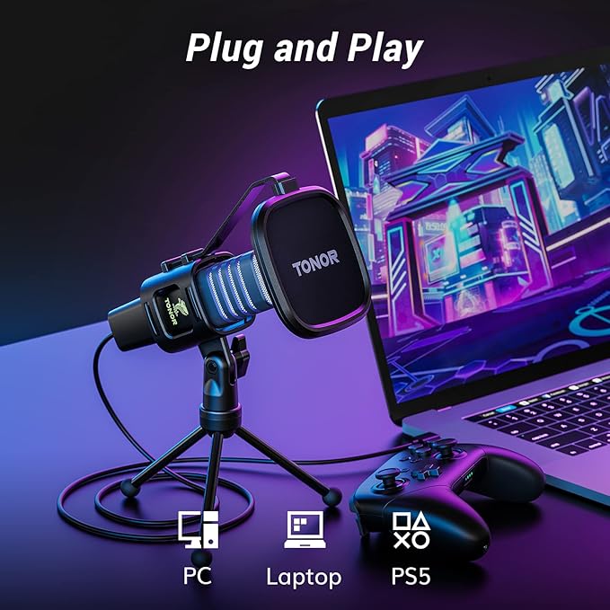 TONOR RGB USB Microphone, Cardioid Condenser Computer PC Mic - Image 2