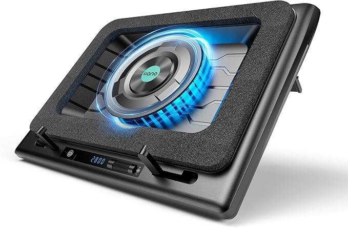llano Laptop Cooling Pad, Gaming Laptop Cooler with Powerful Turbo Cooling Fan(5.5inch Diameter), Infinitely Variable Speed, Touch Control, 3-Port USB A, for Fast Cooling Laptop 15.6-21in