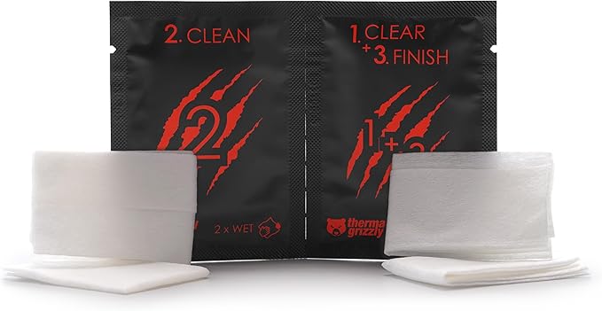 Thermal Grizzly - Duronaut - Enhanced Durability & High Performance Thermal Paste - for Maximum Conductivity While Overclocking CPU/GPU/PS4/PS5/Xbox with 12 Cleaning Wipes 6 Wet & 6 Dry (2g + Wipes)
