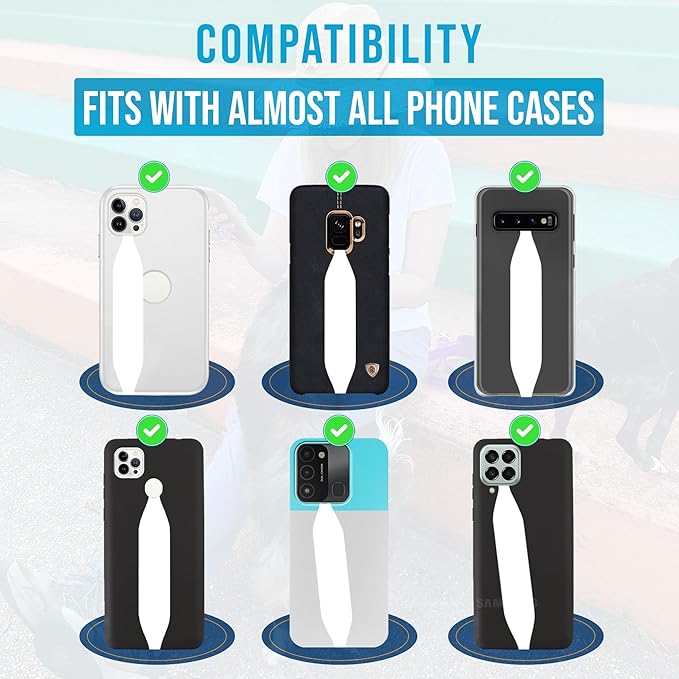 Phone Grip Strap - Pack of 2 Reversible Finger Holder for Phone Back, Customizable Anti-Slip Design, Wireless Charging Compatible Detachable Holder for iPhone - Metallic Rose