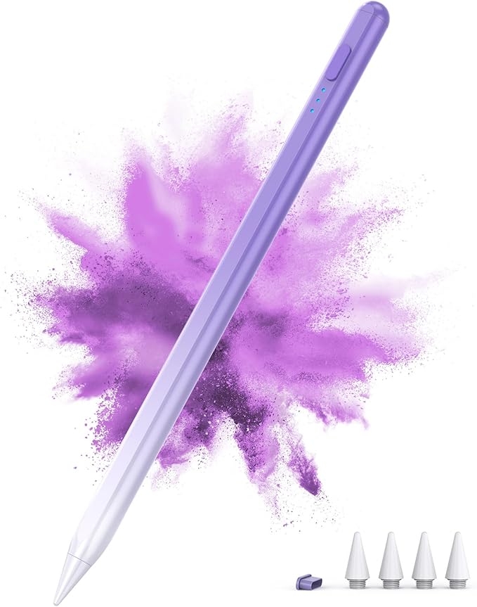 Stylus Pen for iPad 2018-2025, 15Mins Fast Charge for Apple Pencil, Palm Rejection, Compatible with iPad 10/9/8/7/6, iPad Pro 12.9"/11"/13" M4, iPad mini 6/5, iPad Air 5/4/3/11"-13" M2