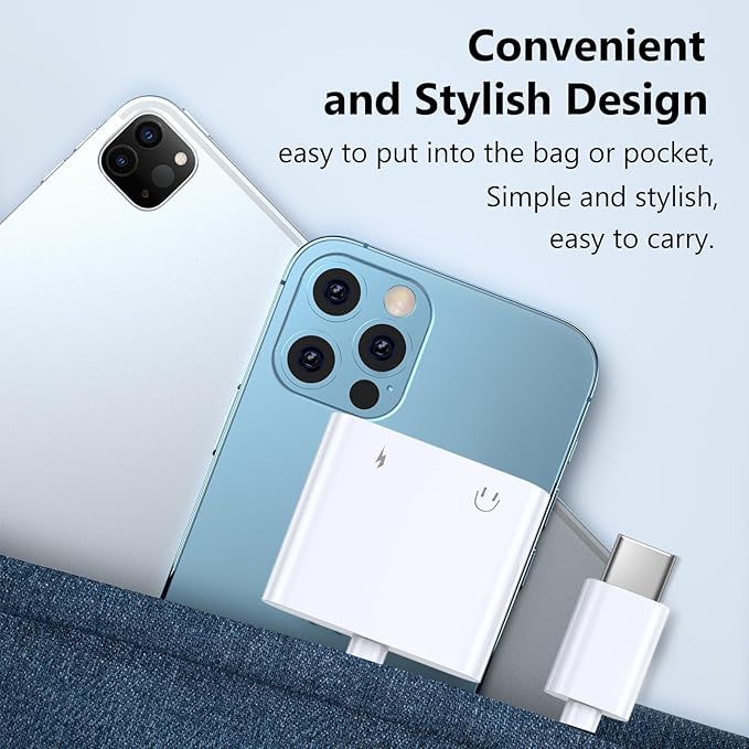 Seulliya USB C to 3.5mm Headphone Jack and Charger Adapter, 2-in-1 Audio & Fast Charging Splitter for Apple iPhone 17/16/15/Pro/Pro Max, iPad, Samsung, Pixel, and More 3Pack