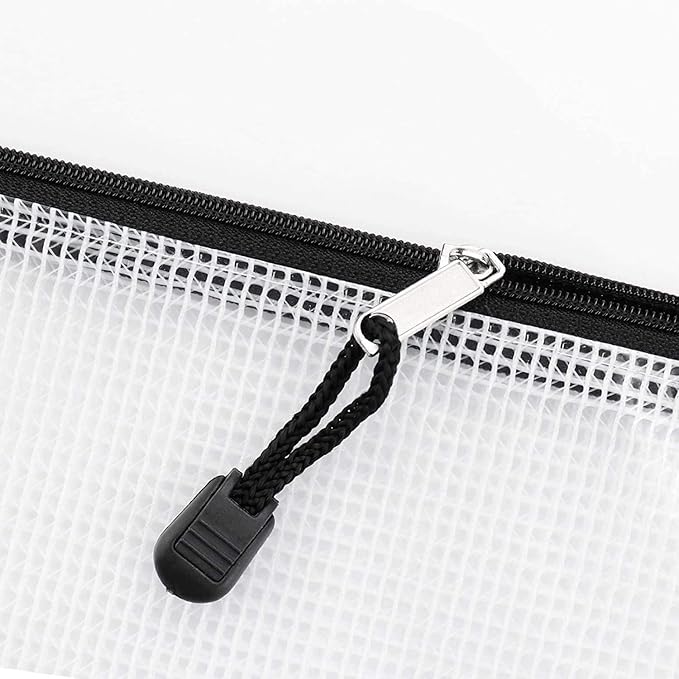 Oaimyy-24PCS-11 x 14" inches-Mesh Zipper Pouch, Plastic Zip File Folders Puzzle Bags for Organizing,for School Office Supplies,Travel,Home Storage-Black