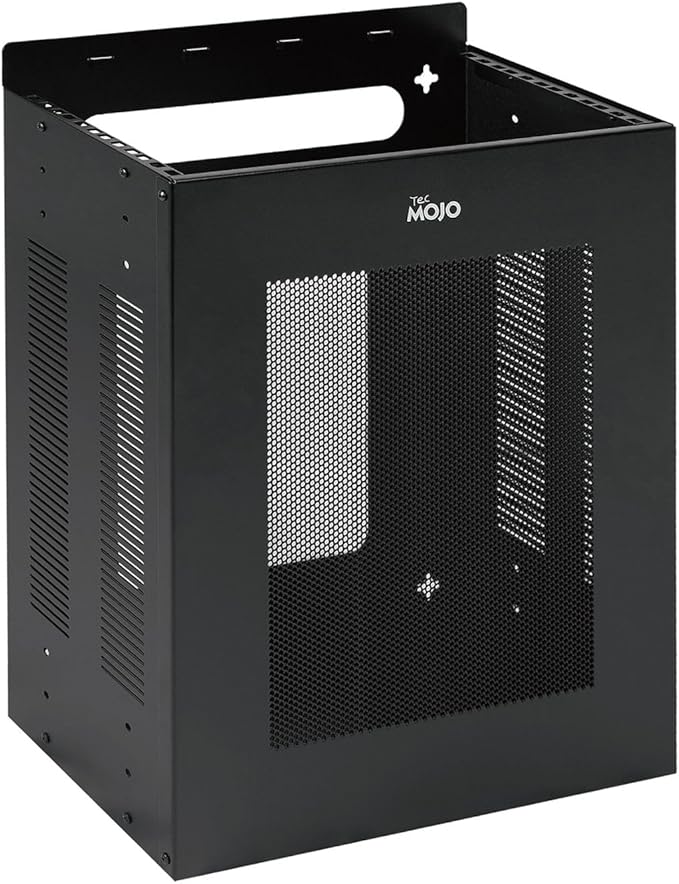 Tecmojo 4U Server Rack, Vertical/Horizontal Wall Mountable Rack with Vented Enclosure for 19 Inch IT Equipment, Cable Modems, Telecom, A/V,Black